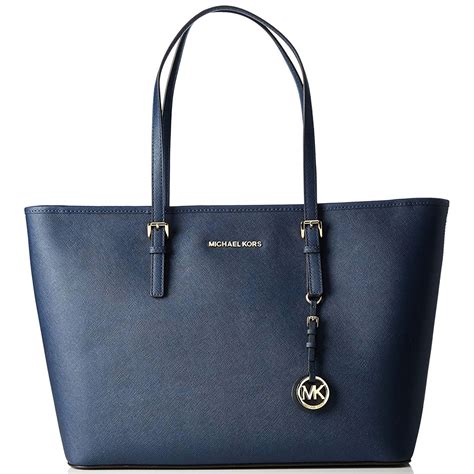 michael kors jet set medium travel tote navy|saffiano leather tote michael kors.